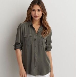 American Eagle Army Green Utility Button Down